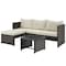 Manhattan Comfort Menton Steel Rattan 2-Piece Chair Lounge and 2 Seater with Coffee Table Patio Set in Cream OD-CV009-CR - alternate 1